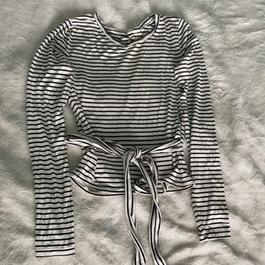 White full sleeved Garage shirt with black stripes